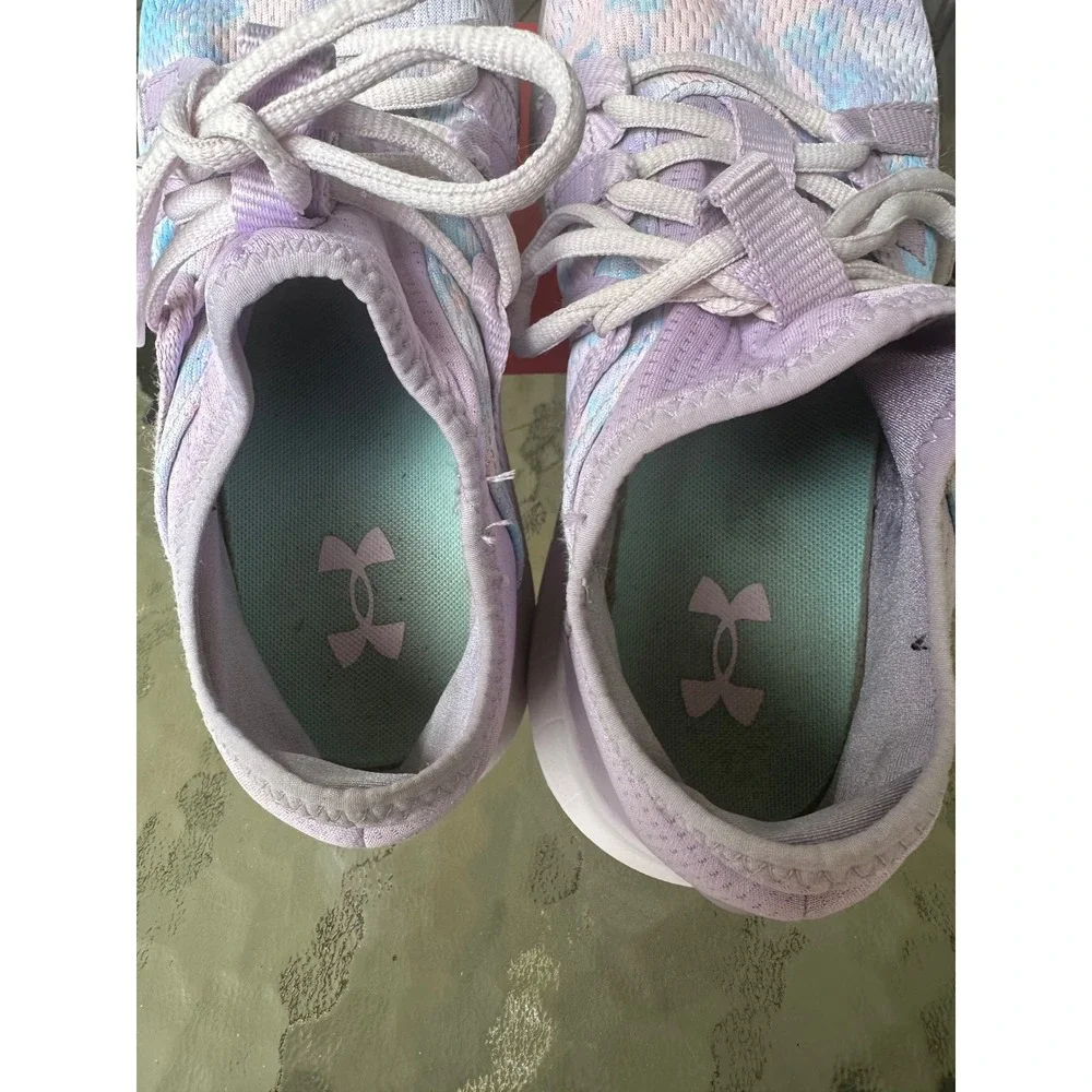 Under Armour Girls Running Shoes‎ Purple Blue Tie Dye Lace Up Sneakers 6Y
